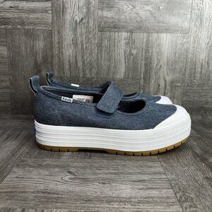 KEDS Mary Jane Women's size 7.5 Denim Blue White Shoes